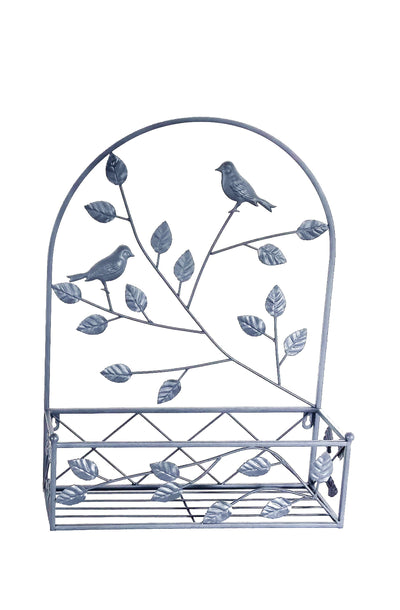78686-GY - Gray Metal Hanging Plant Holder 2 Pcs Set Outdoor Wall Decor Hi-Line Gift Ltd.