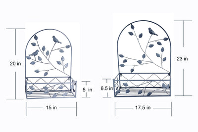 78686-GY - Gray Metal Hanging Plant Holder 2 Pcs Set Outdoor Wall Decor Hi-Line Gift Ltd.