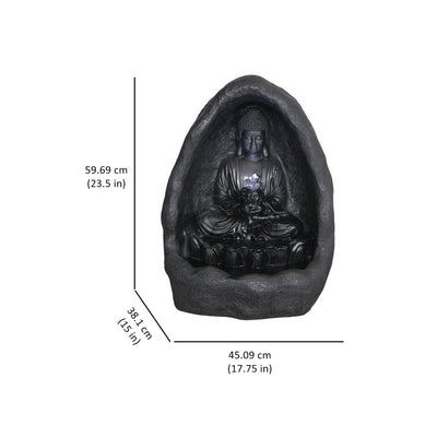 79169 - Fountain-Buddha Sitting In Grotto with LED Hi-Line Gift Ltd.