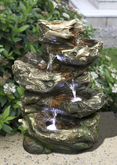 LED Fountain- Log Waterfall 4 Level HI-LINE GIFT LTD.