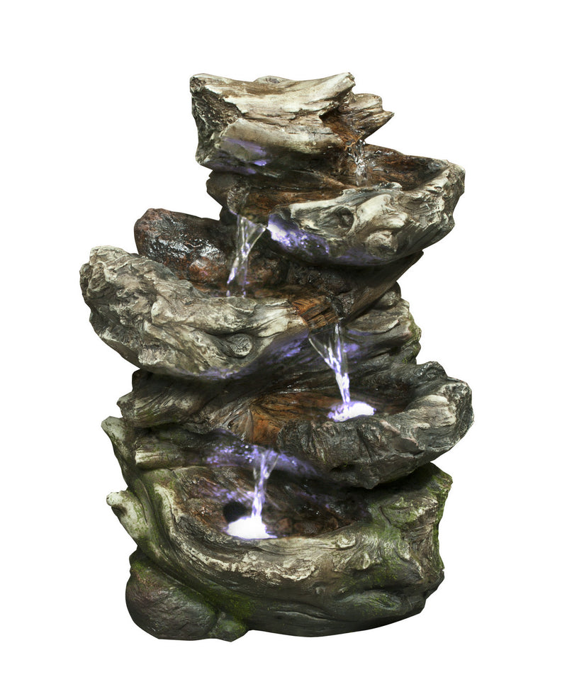 LED Fountain- Log Waterfall 4 Level HI-LINE GIFT LTD.