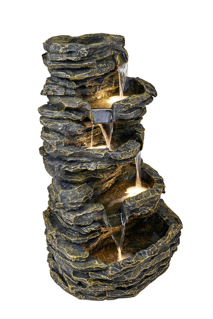 Multi Level Rock Fountain W/Warm White Leds Hi-Line Gift Ltd.