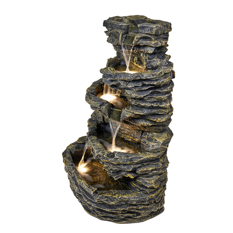Multi Level Rock Fountain W/Warm White Leds Hi-Line Gift Ltd.