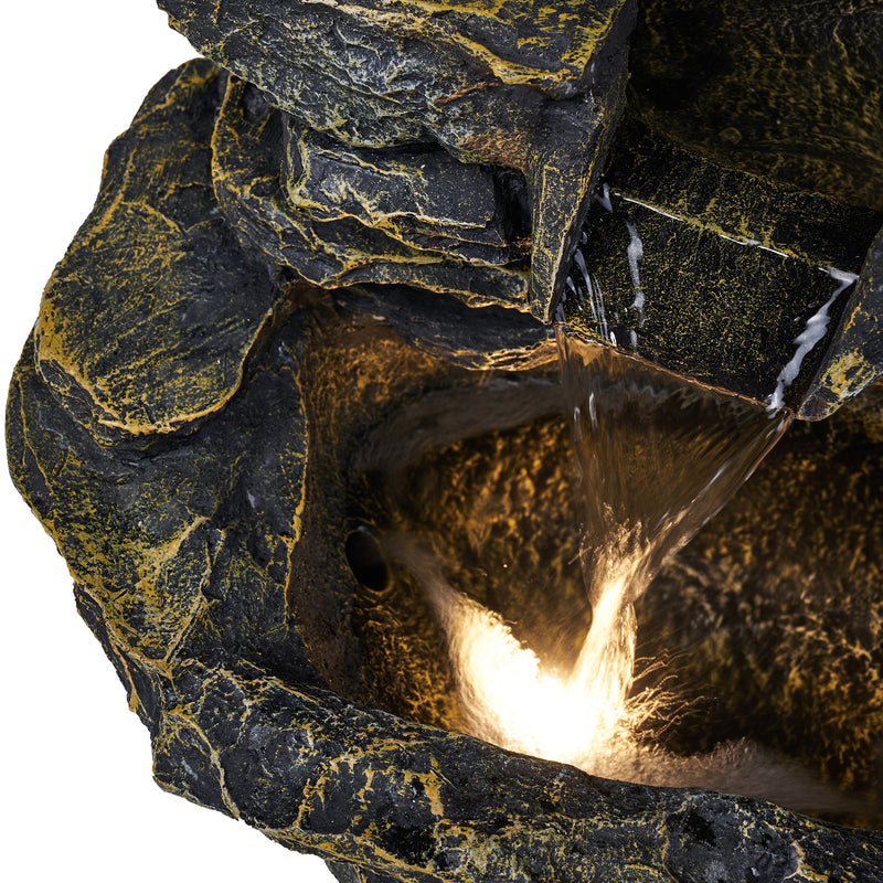 Multi Level Rock Fountain W/Warm White Leds Hi-Line Gift Ltd.