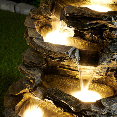 Multi Level Rock Fountain W/Warm White Leds Hi-Line Gift Ltd.