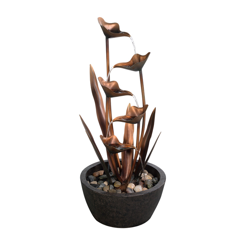 Tiered Leaves Stainless Metal Fountain Outdoor 35 Hi-Line Gift Ltd.
