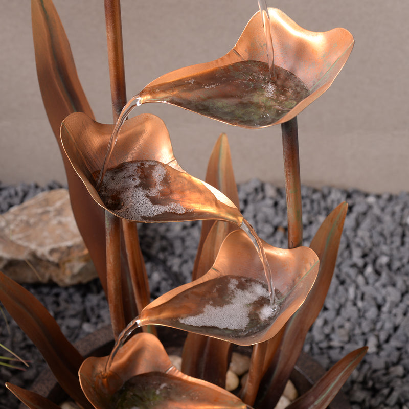 Tiered Leaves Stainless Metal Fountain Outdoor 35 Hi-Line Gift Ltd.