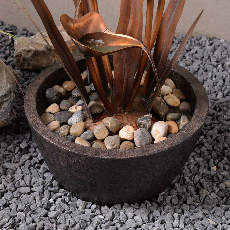 Tiered Leaves Stainless Metal Fountain Outdoor 35 Hi-Line Gift Ltd.