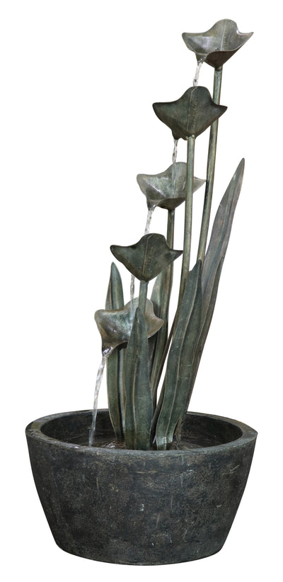 Metal Fountain- Plant With 5 Leaves HI-LINE GIFT LTD.