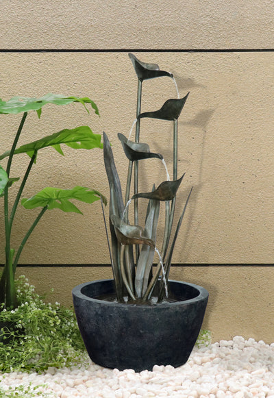 Metal Fountain- Plant With 5 Leaves HI-LINE GIFT LTD.