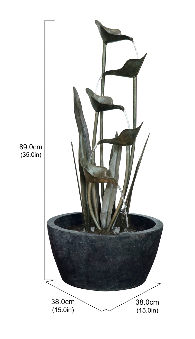 Metal Fountain- Plant With 5 Leaves HI-LINE GIFT LTD.