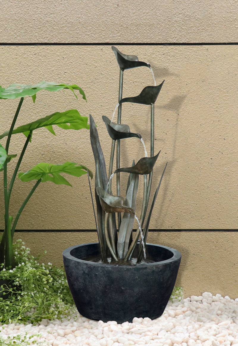 Metal Fountain- Plant With 5 Leaves HI-LINE GIFT LTD.