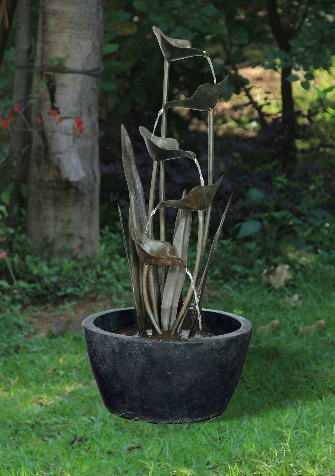 Metal Fountain- Plant With 5 Leaves HI-LINE GIFT LTD.