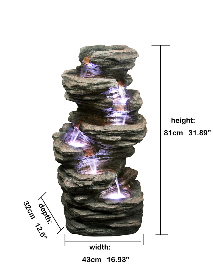 LED Slate Stone Fountain With Seven Levels Hi-Line Gift Ltd.