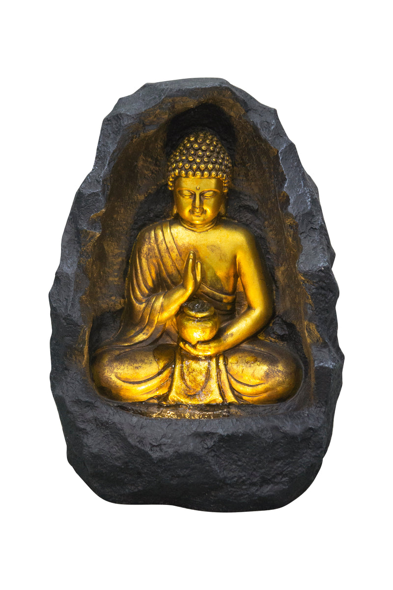 79485-BK - Golden Buddha Fountain Indoor W/LEDs Hi-Line Gift Ltd.