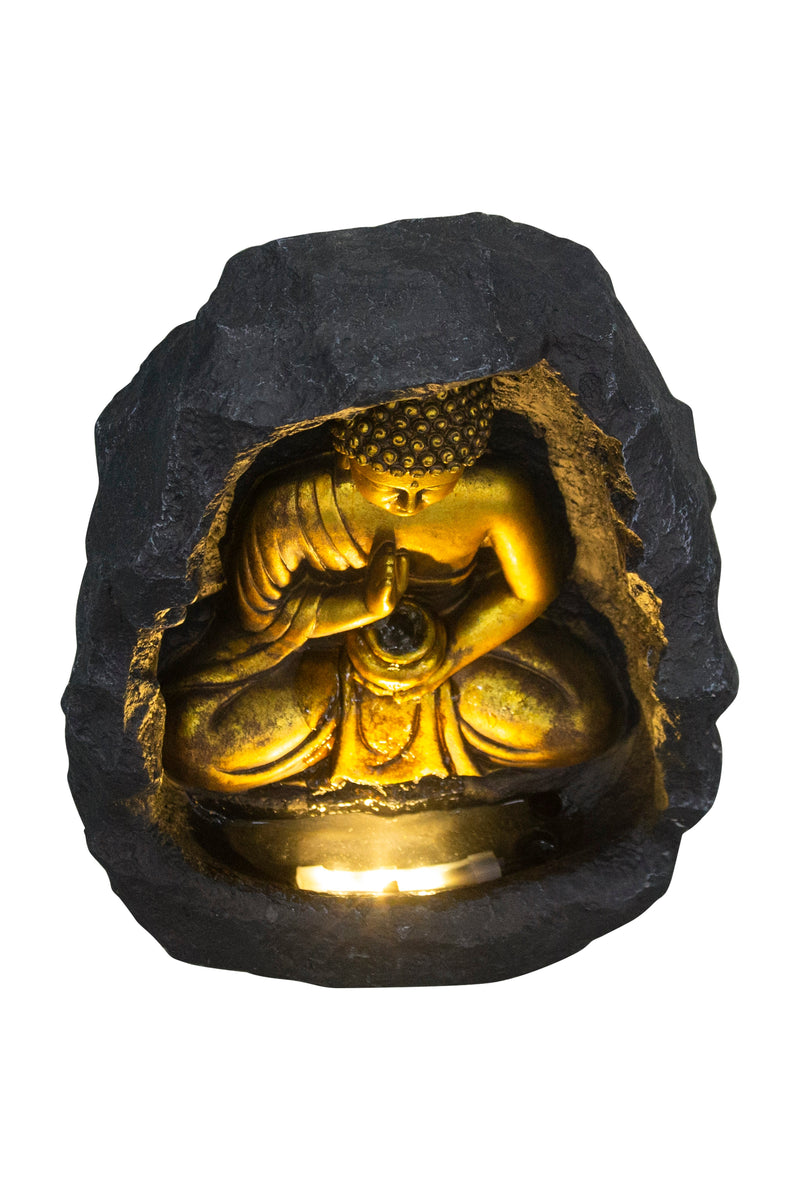 79485-BK - Golden Buddha Fountain Indoor W/LEDs Hi-Line Gift Ltd.