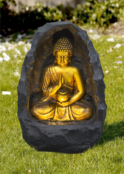 79485-BK - Golden Buddha Fountain Indoor W/LEDs Hi-Line Gift Ltd.