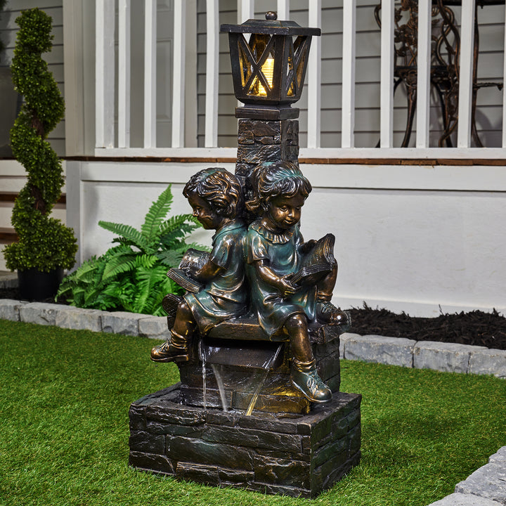 Fountain-Kids Reading With  Lamp - Bronze Finish - With 2 Leds