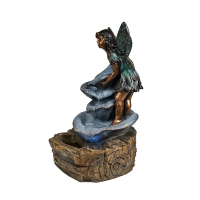 Fairy On The Rock Fountain W/ 2 White Leds Hi-Line Gift Ltd.