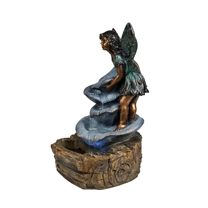 Fairy On The Rock Fountain W/ 2 White Leds Hi-Line Gift Ltd.
