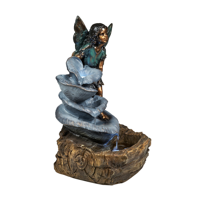 Fairy On The Rock Fountain W/ 2 White Leds Hi-Line Gift Ltd.