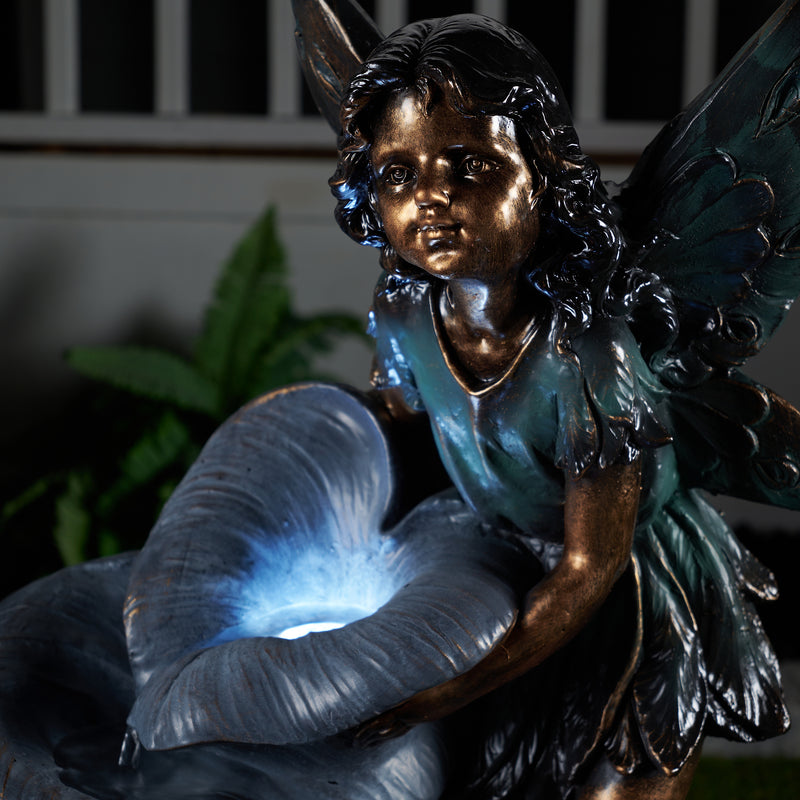 Fairy On The Rock Fountain W/ 2 White Leds Hi-Line Gift Ltd.