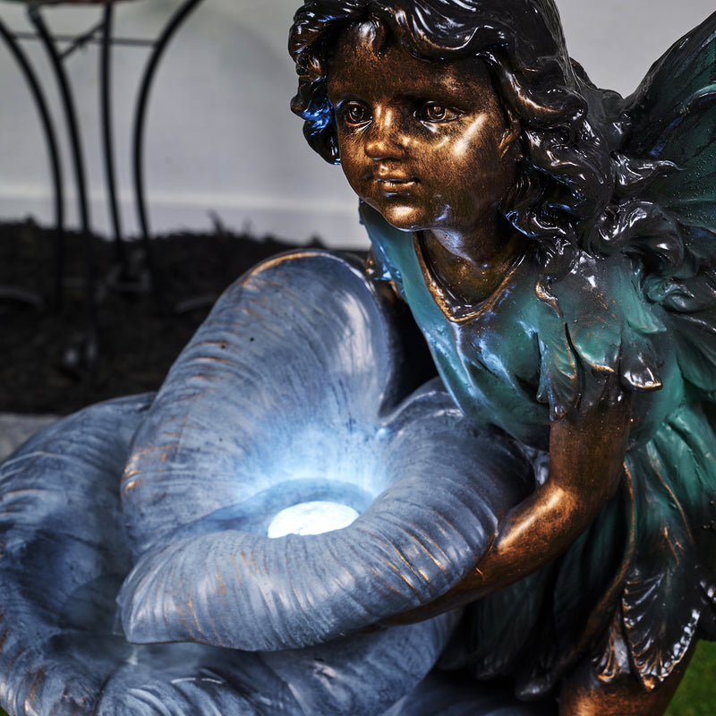 Fairy On The Rock Fountain W/ 2 White Leds Hi-Line Gift Ltd.