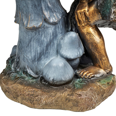 Girl Playing By Water Fountain W/white Led Hi-Line Gift Ltd.