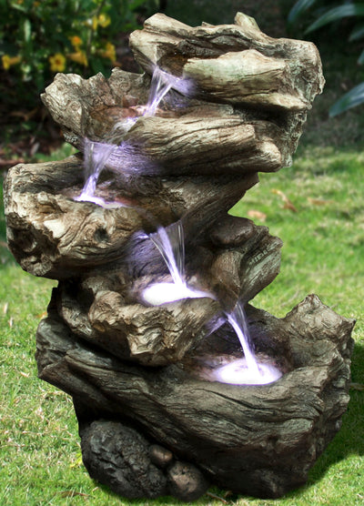 LED Fountain- 4 Level Logs HI-LINE GIFT LTD.