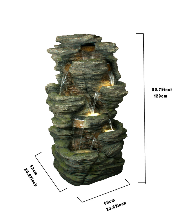 Rock Multi Level Fountain With  Led Hi-Line Gift Ltd.