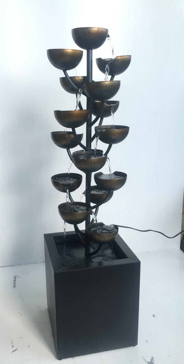 Multi Level Zinc Metal Stacked Cups Fountain Home Decor HiLine