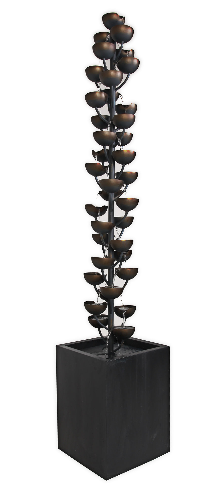 Tall Multi Level Zinc Metal Stacked Cups Fountain HI-LINE GIFT LTD.