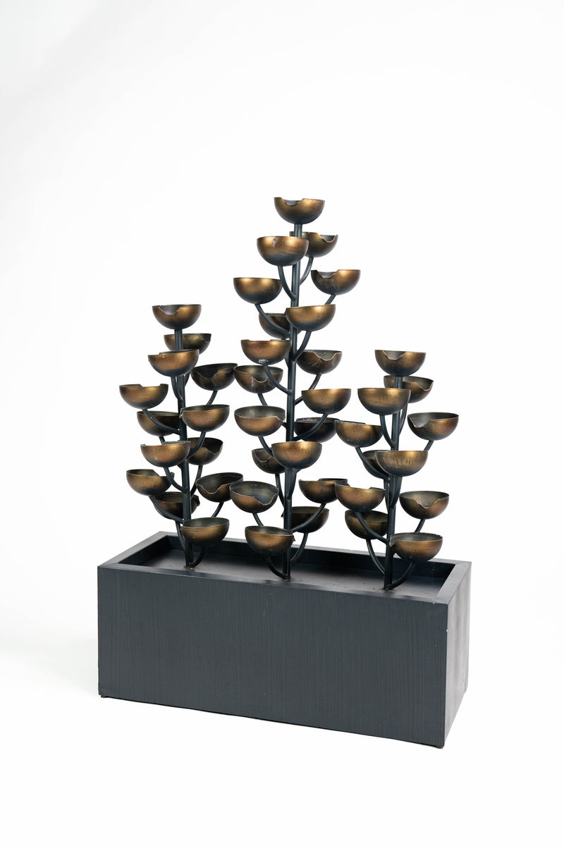 79530-C - Multi Level Zinc Metal Tri-Stacked Cups Fountain Hi-Line Gift Ltd.