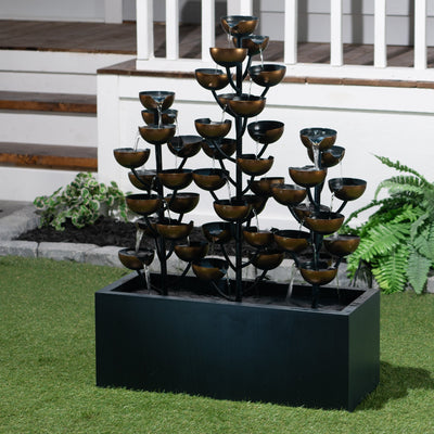 79530-C - Multi Level Zinc Metal Tri-Stacked Cups Fountain Hi-Line Gift Ltd.