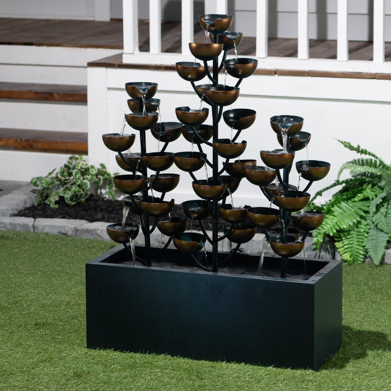 79530-C - Multi Level Zinc Metal Tri-Stacked Cups Fountain Hi-Line Gift Ltd.
