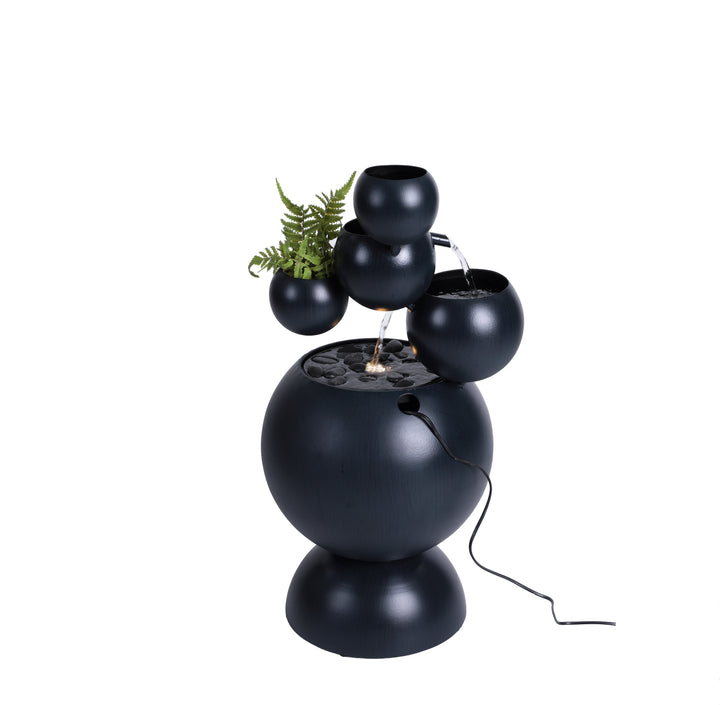 Zinc Metal Ball Fountain With  Planter With 6 Ww Led HI-LINE GIFT LTD.