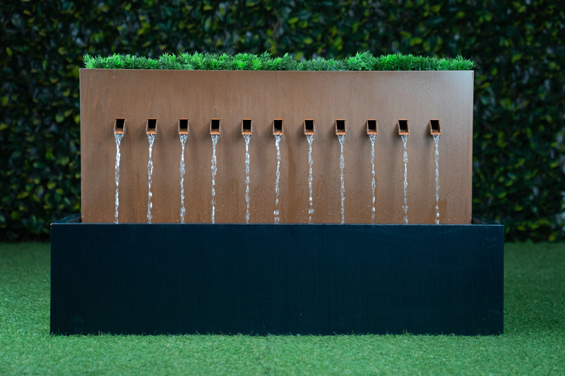Two-Toned Zinc Metal Fountain With  Planter HI-LINE GIFT LTD.
