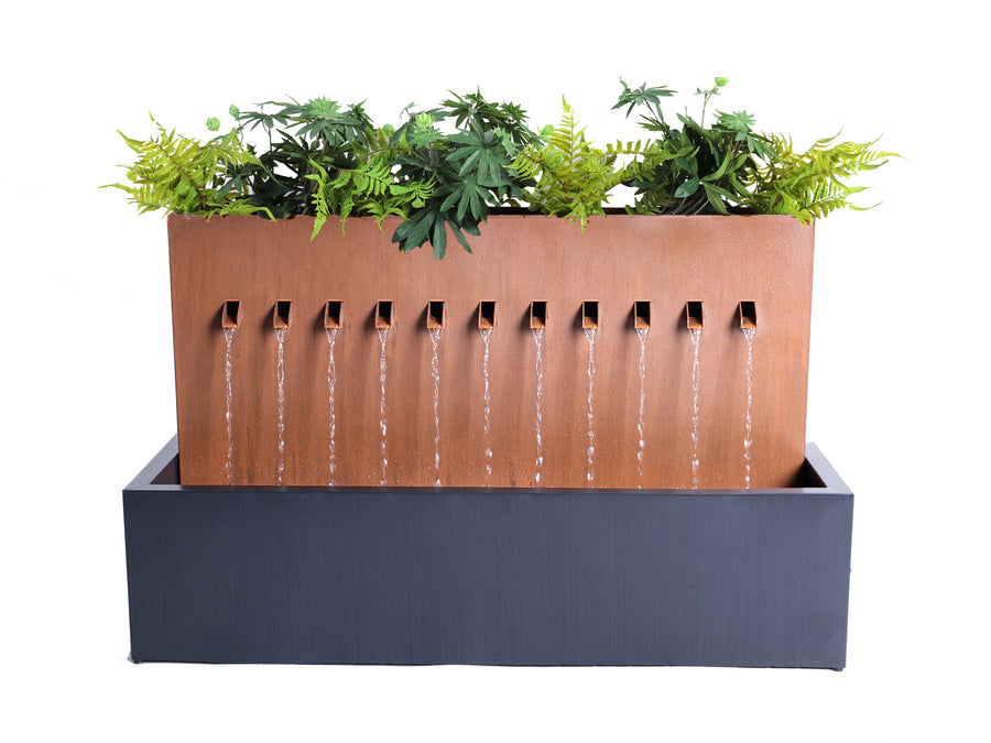 Two-Toned Zinc Metal Fountain With  Planter HI-LINE GIFT LTD.