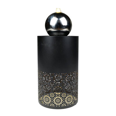 Hollow Pillar Fountain W/silver Ball Hi-Line Gift Ltd.