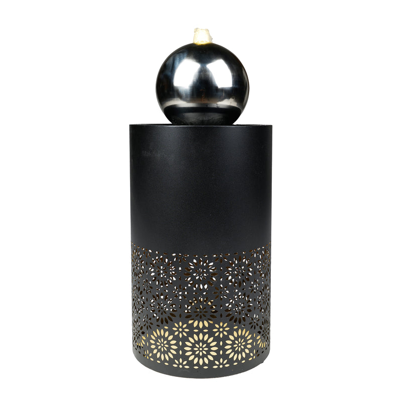 Hollow Pillar Fountain W/silver Ball Hi-Line Gift Ltd.