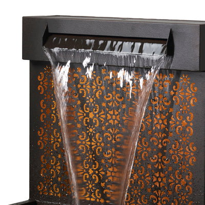 Zinc Metal Double-deck Hollowing Waterfall Fountain W/leds Hi-Line Gift Ltd.
