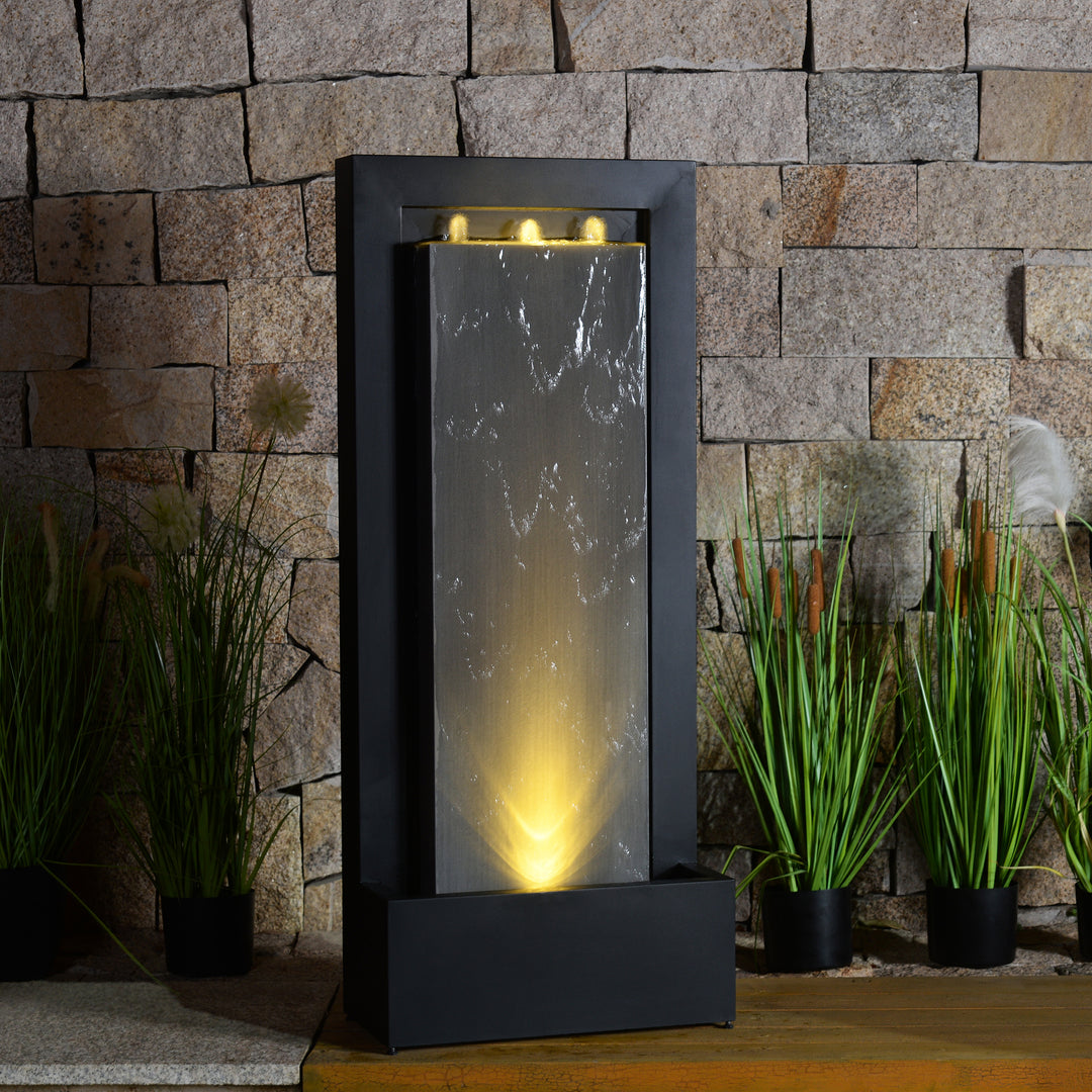 79532-L-BG -  Zinc Metal Fountain with LED Lights - Serenity in Motion HI-LINE GIFT
