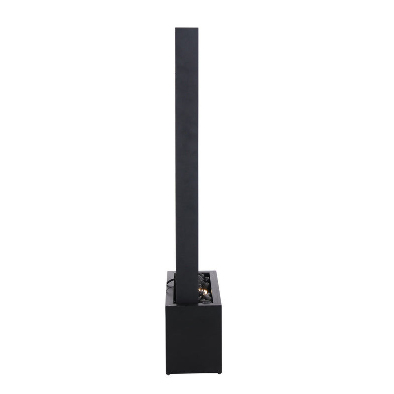 79532-M-BK -  Versatile Zen Metal Fountain with Stone Brick Accent HI-LINE GIFT