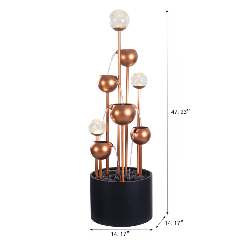 79532-N -  Outdoor Metal Fountain with Glass Ball Accent and Warm White LED Lights HI-LINE GIFT