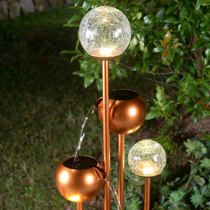 79532-N -  Outdoor Metal Fountain with Glass Ball Accent and Warm White LED Lights HI-LINE GIFT