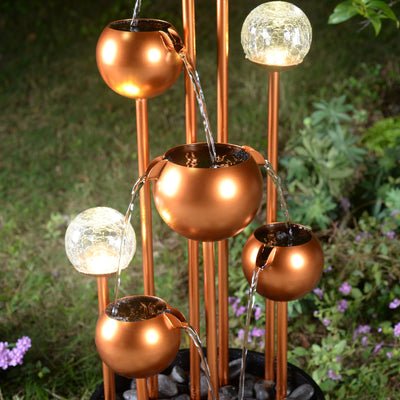 79532-N -  Outdoor Metal Fountain with Glass Ball Accent and Warm White LED Lights HI-LINE GIFT