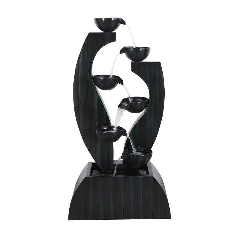 79532-O-BK -  Outdoor Metal Cups Fountain with Rusty Gray Finish HI-LINE GIFT