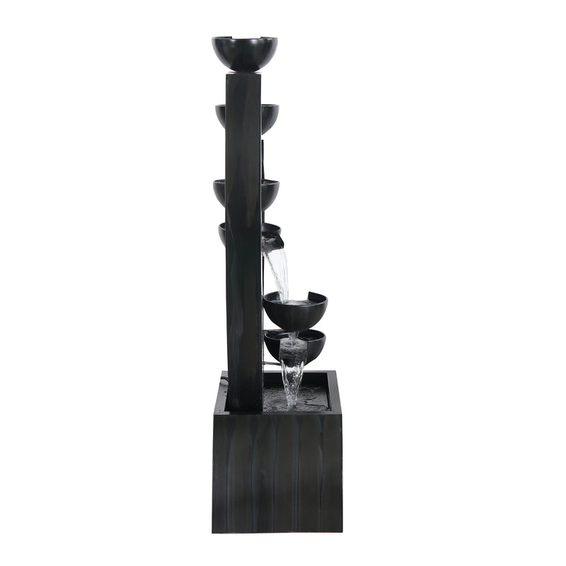 79532-O-BK -  Outdoor Metal Cups Fountain with Rusty Gray Finish HI-LINE GIFT