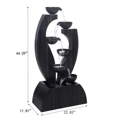 79532-O-BK -  Outdoor Metal Cups Fountain with Rusty Gray Finish HI-LINE GIFT