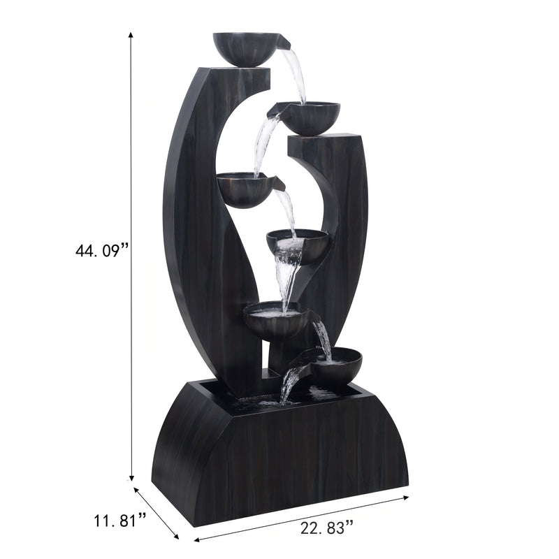 79532-O-BK -  Outdoor Metal Cups Fountain with Rusty Gray Finish HI-LINE GIFT